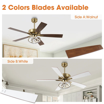 52 Inch Boyd Antique-bronze Golden Downrod Mount RGB LED Smart Fan