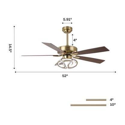 52 Inch Boyd Antique-bronze Golden Downrod Mount RGB LED Smart Fan