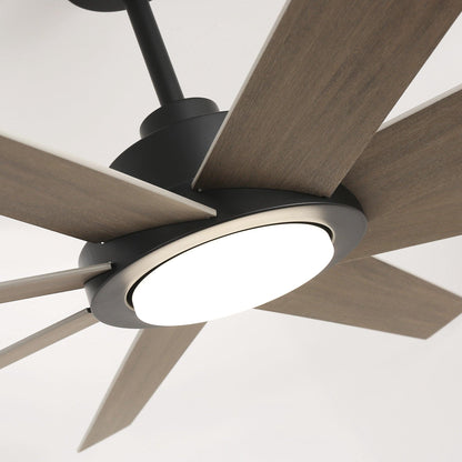 60" DC Motor 8 Blades Modern Downrod Mount Ceiling Fan with LED Light and Remote Control