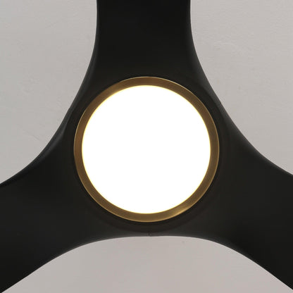 52" DC Motor 3 Blades Modern Downrod Mount Smart Fan with LED Light
