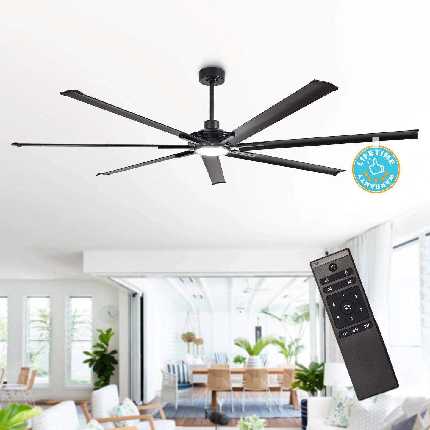 Padus Large Ceiling Fan with Dimmable Light and Remote Control