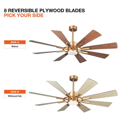 60" Oretha Windmill 8 Blade Led Indoor Oil Rubbed Bronze Ceiling Fan With Remote And Light Kit Included