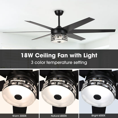 70" Black Modern Ceiling Fan