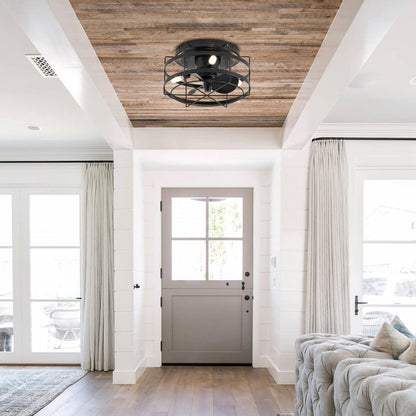 13" Madurai Farmhouse Flush Mount Reversible Ceiling Fan with Lighting and Remote Control