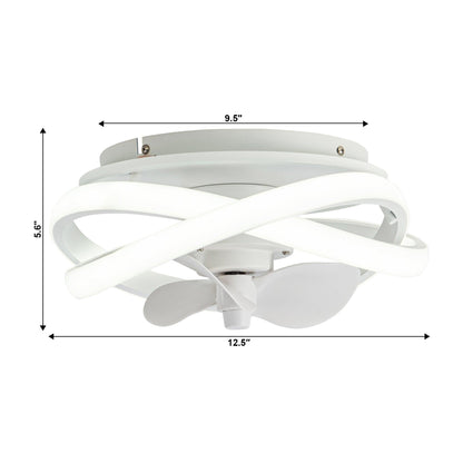 Vaczon 13" Flush Mount Caged Fan with Light and Remote Control