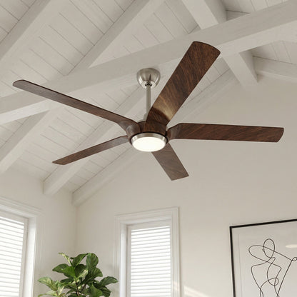 65" Fury Farmhouse DC Motor Downrod Mount Ceiling Fan with Lighting and Remote Control