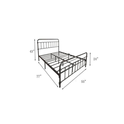 Full size Farmhouse Black Metal Bed Frame with Rounded Headboard Footboard