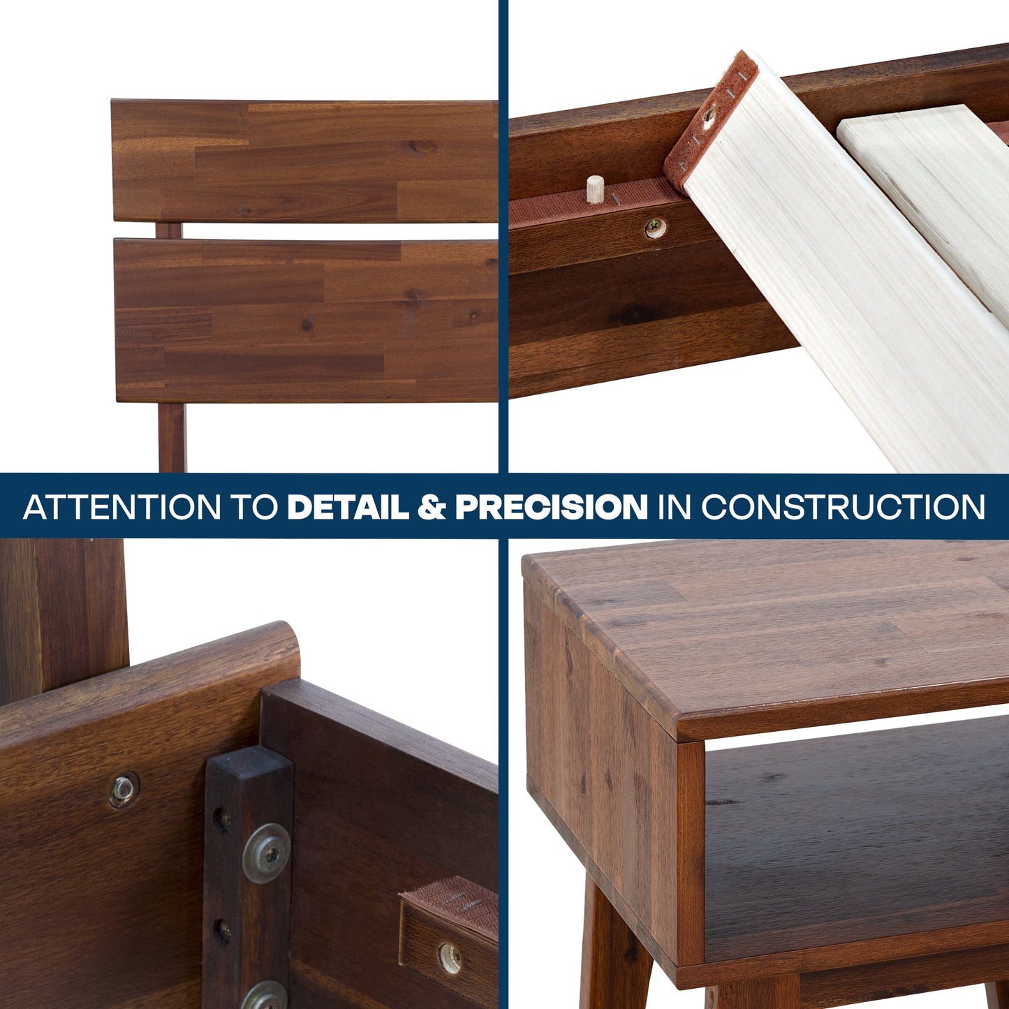 [Buy 1 Get 1] Aurora Solid Wood Bed Frame & Nightstand