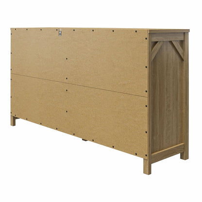 Rustic Farmhouse 6-Drawer Dresser in Natural Wood Finish