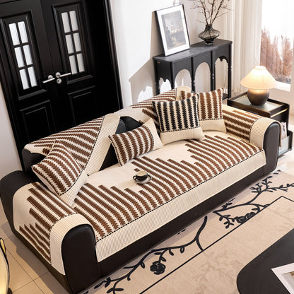 Vertical Stripes Sectional Sofa Cover Slipcover - Non-Slip, Fits L-Shape Couches