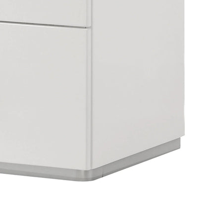 Stoholm Modern White Nightstand with 2-Drawer and Chrome Handles