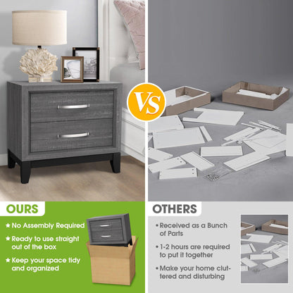 Furniture of America Lucien Modern Wood Nightstand with 2 Drawers