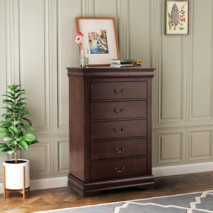 Transitional 5-Drawer 31.5 in. Wide Chest of Drawers with Bracket Feet