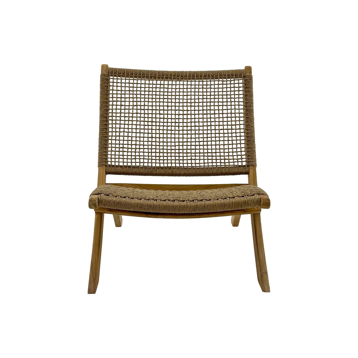 Jamaican Natural Outdoor Folding Lounge Chair with Polystrand Seat