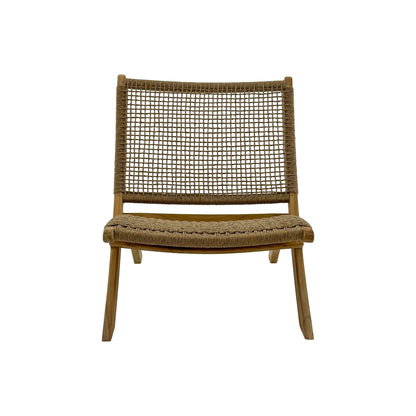 Jamaican Natural Outdoor Folding Lounge Chair with Polystrand Seat