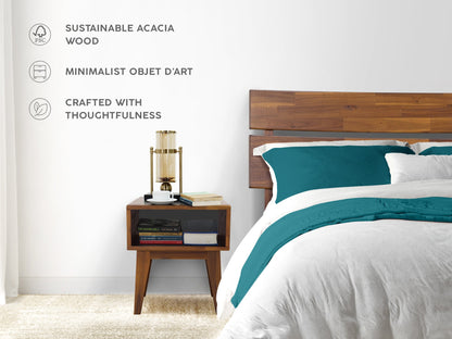 [Buy 1 Get 1] Aurora Solid Wood Bed Frame & Nightstand Set