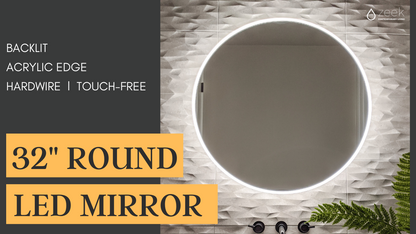 Zeek 32" BackLit LED lighted  Round Bathroom Wall Mirror M-RN32 CLEARANCE*