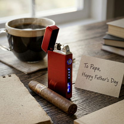 Flameless Flip Top Lighter Red Satin