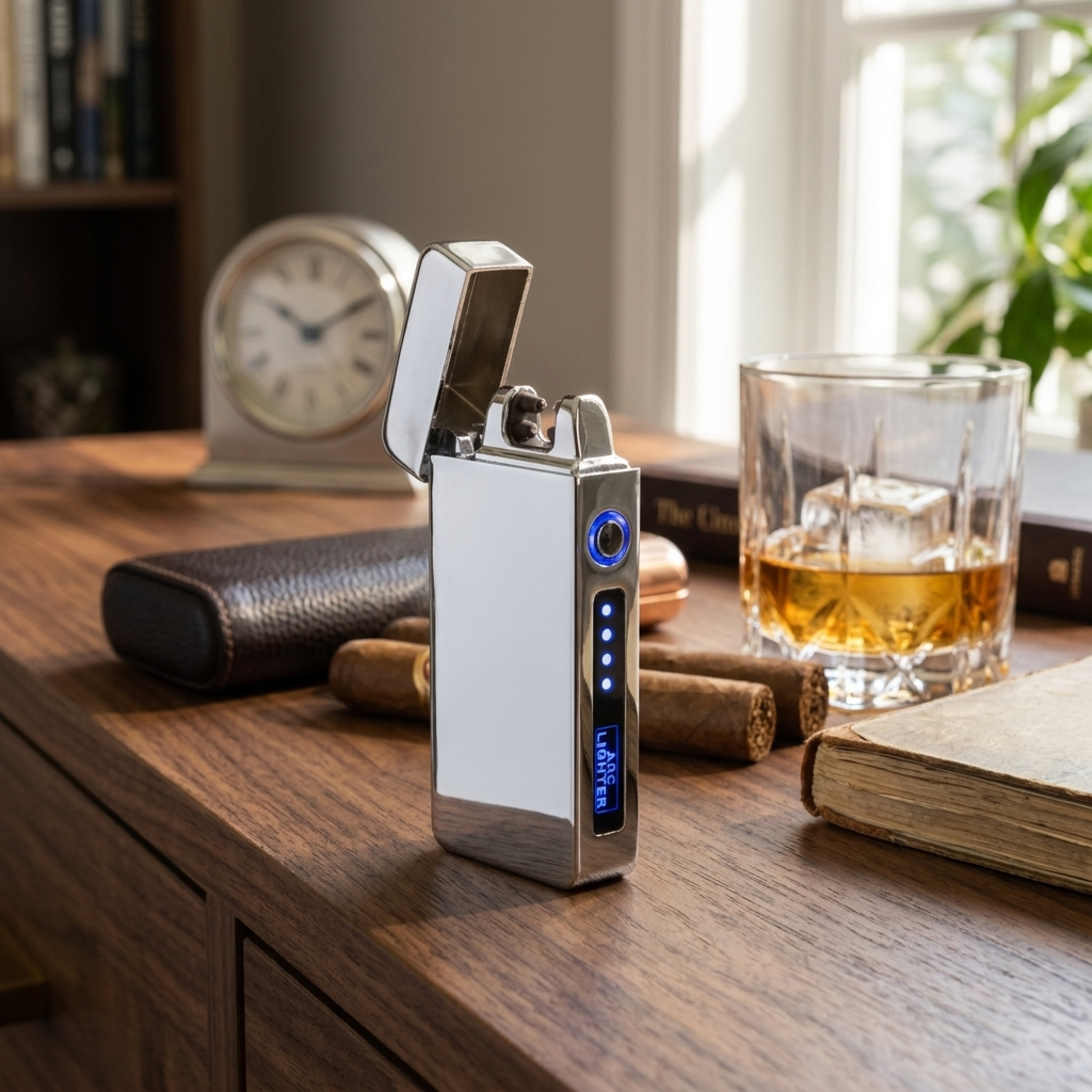 Flameless Flip Top Lighter Silver