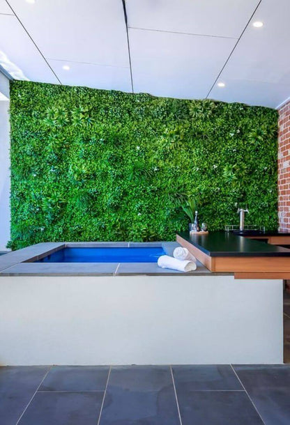White Oasis Artificial Vertical Garden Green Wall Panel 40×40in 11 SQ FT – UV Resistant – Commercial Grade