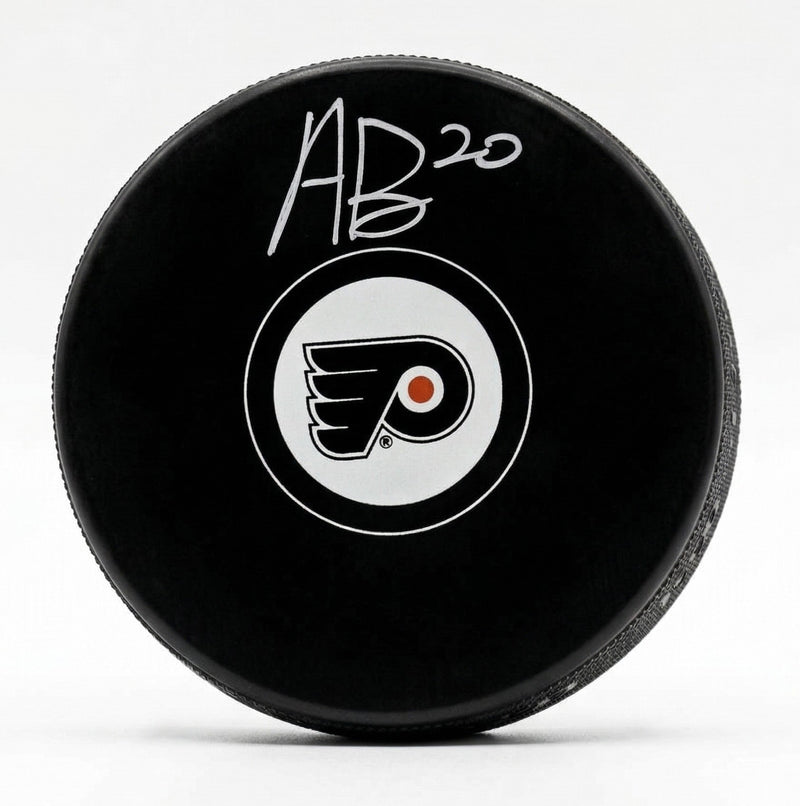 Alex Bump Philadelphia Flyers Autographed Logo Hockey Puck