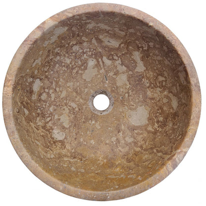 Fontane Dark Walnut Travertine Natural Stone Under-mount Sink Honed and Filled (D)16" (H)6"