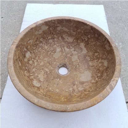 Fontane Dark Walnut Travertine Natural Stone Under-mount Sink Honed and Filled (D)16" (H)6"