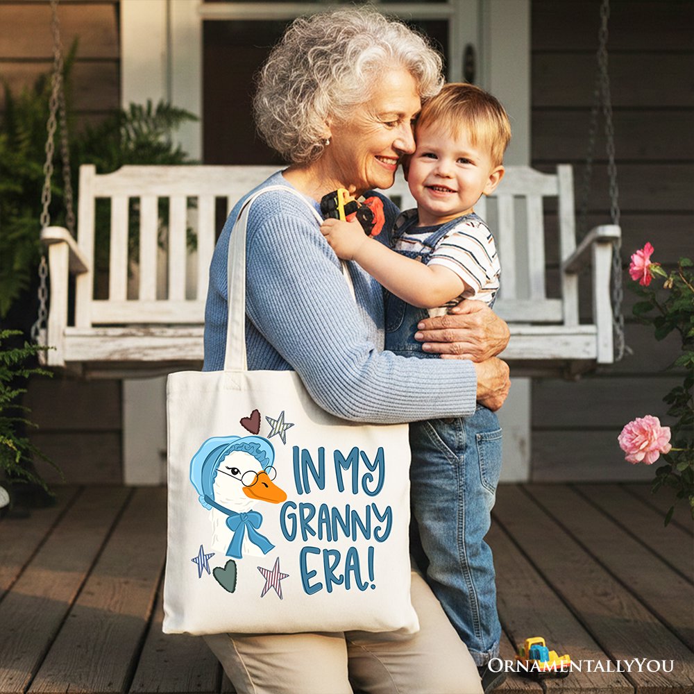 In My Granny Era Goose Tote Bag, Funny Grandma Doodle Gift Shopper