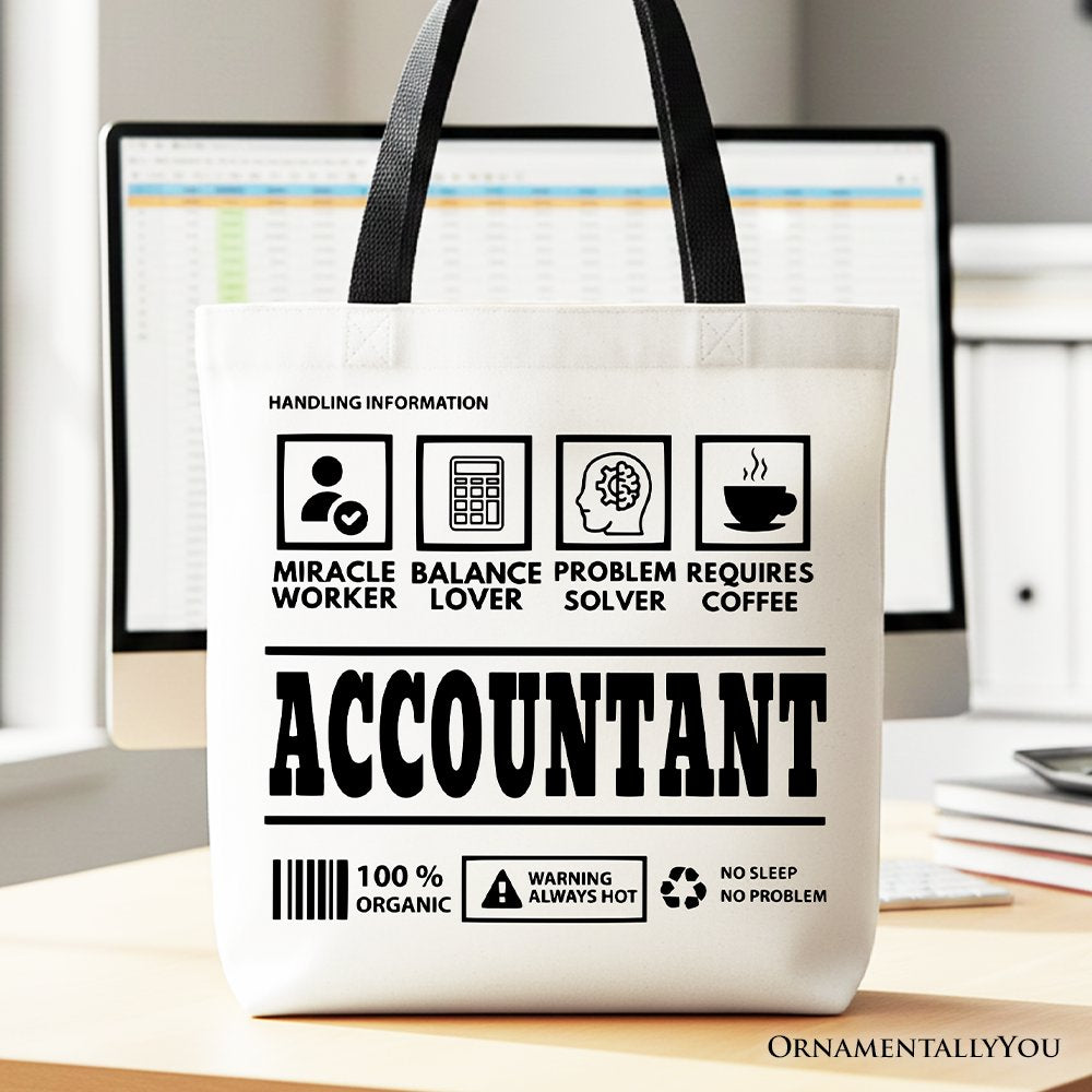 Accountant Nutrition Facts Tote Bag, Bookkeeper Humor Gift Shopper
