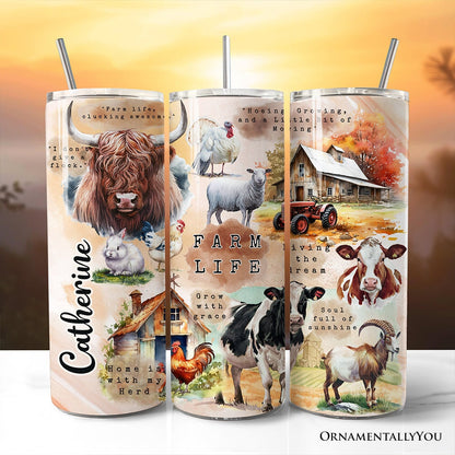 Agricultural Dream 20oz Personalized Tumbler With Lid and Stainless Steel Straw, Farm Life Quotes Gift Cup