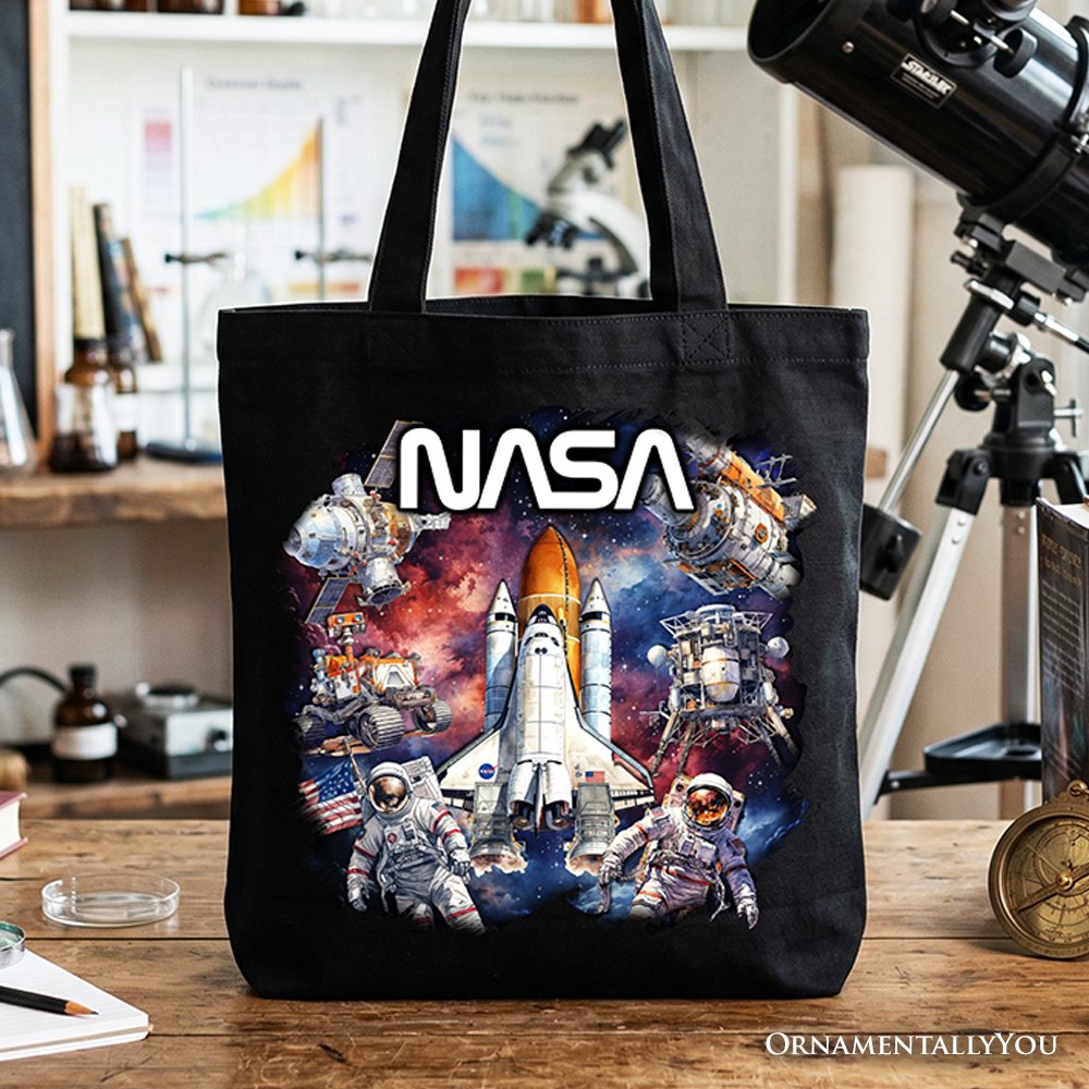Artistic NASA Handcrafted Tote Bag, Astronaut in Outer Space with the Planets Gift Shopper