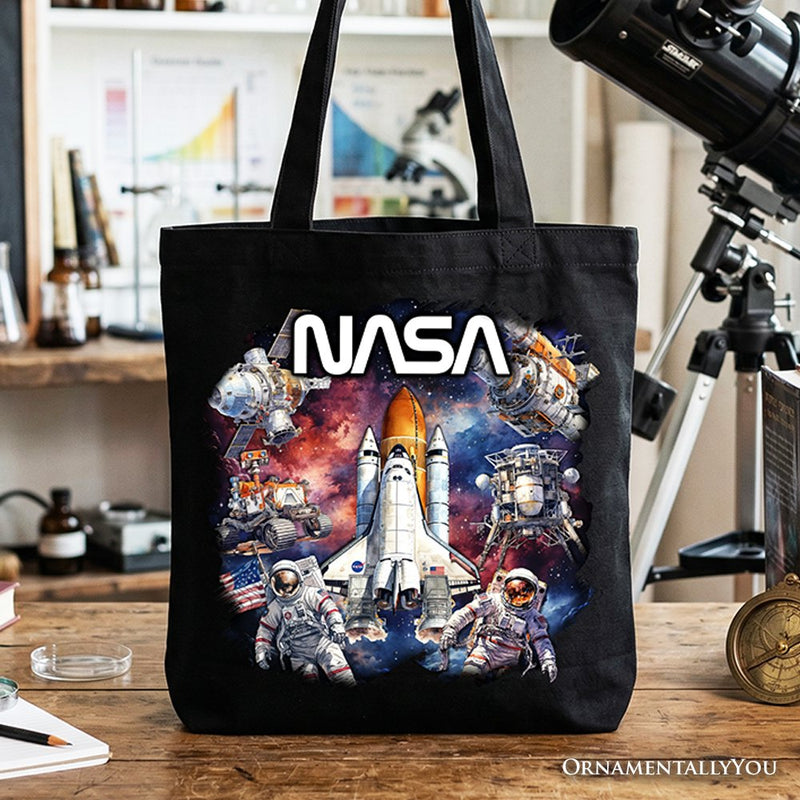 Artistic NASA Handcrafted Tote Bag, Astronaut in Outer Space with the Planets Gift Shopper