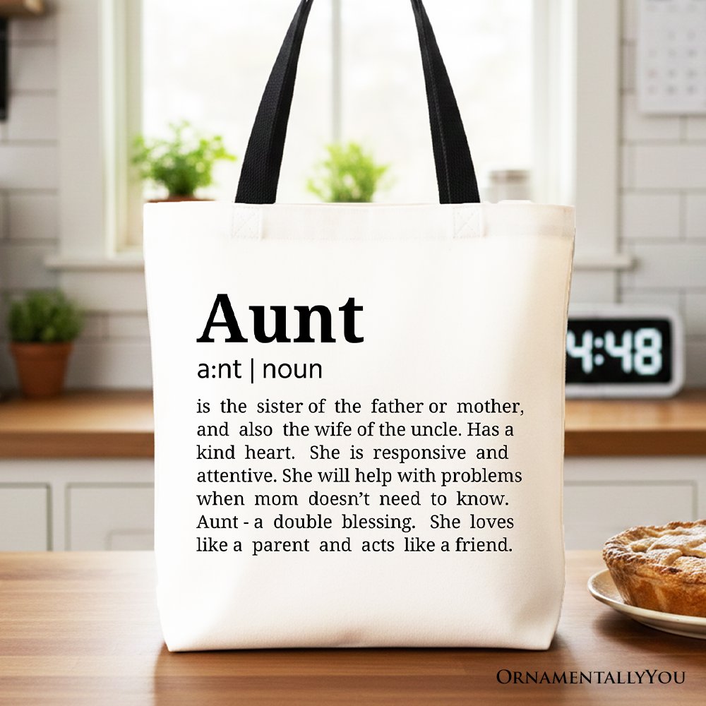 Aunt Definition Canvas Tote Bag, Funny Family Gift Shopper