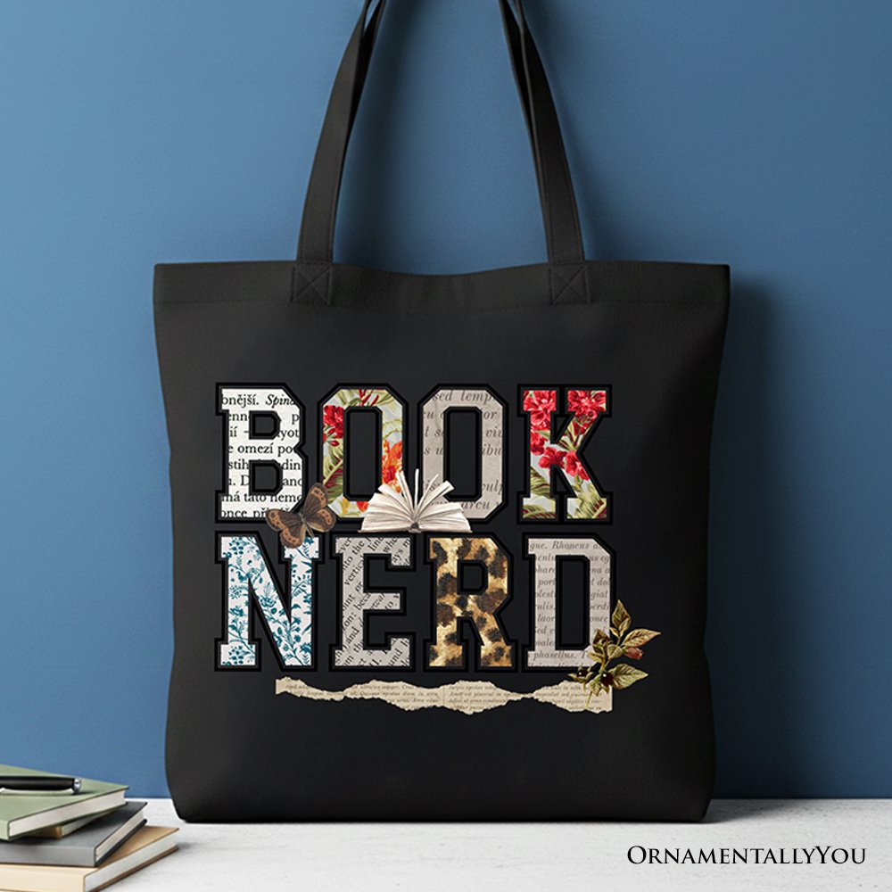 Book Nerd Collage Retro Tote Bag, Bookish Booktok Librarian Gift Shopper