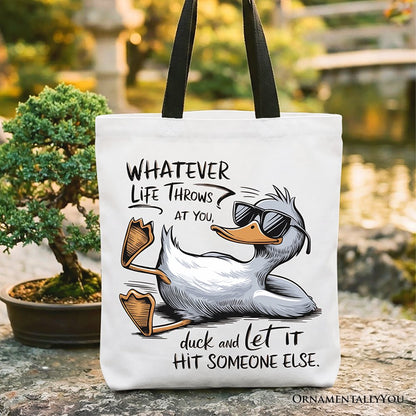 Chill Duck Life Quote Tote Bag, Sarcastic Gift Shopper for Cool People