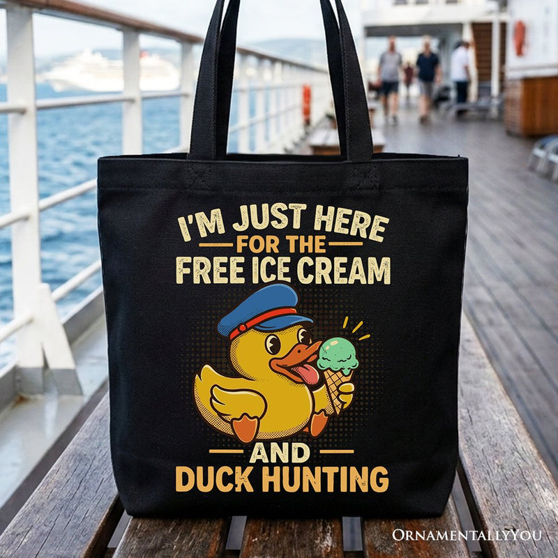 Funny Resin Duck Cruise Tote Bag, Ice Cream And Duck Hunter Vacation Gift Shopper