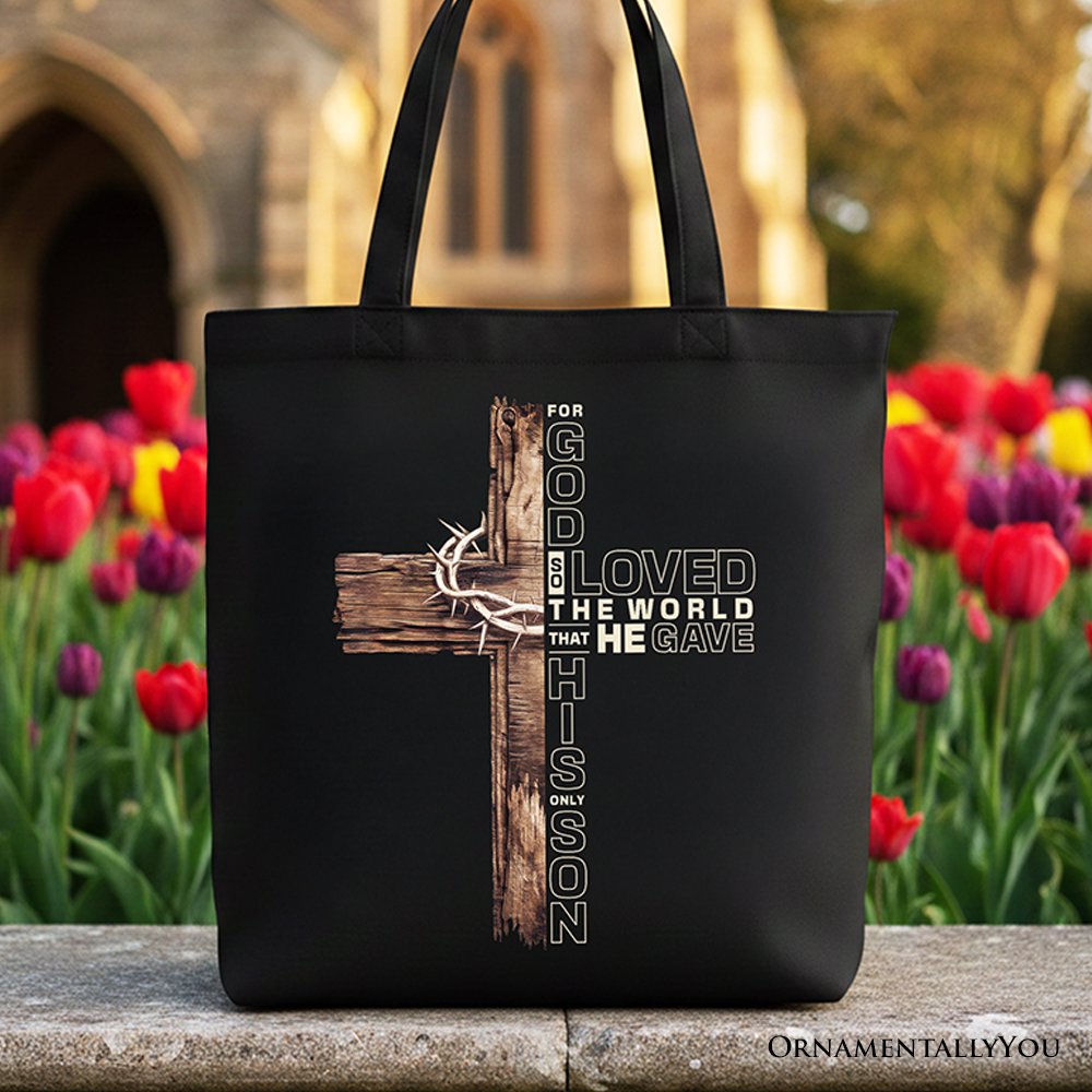 God Gave His Only Son Cross Tote Bag, Christian John 3:16 Faith Gift Shopper