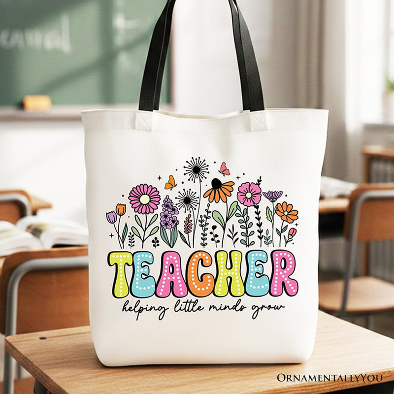 Helping Little Minds Grow Teacher Tote Bag, Floral Appreciation Gift Shopper