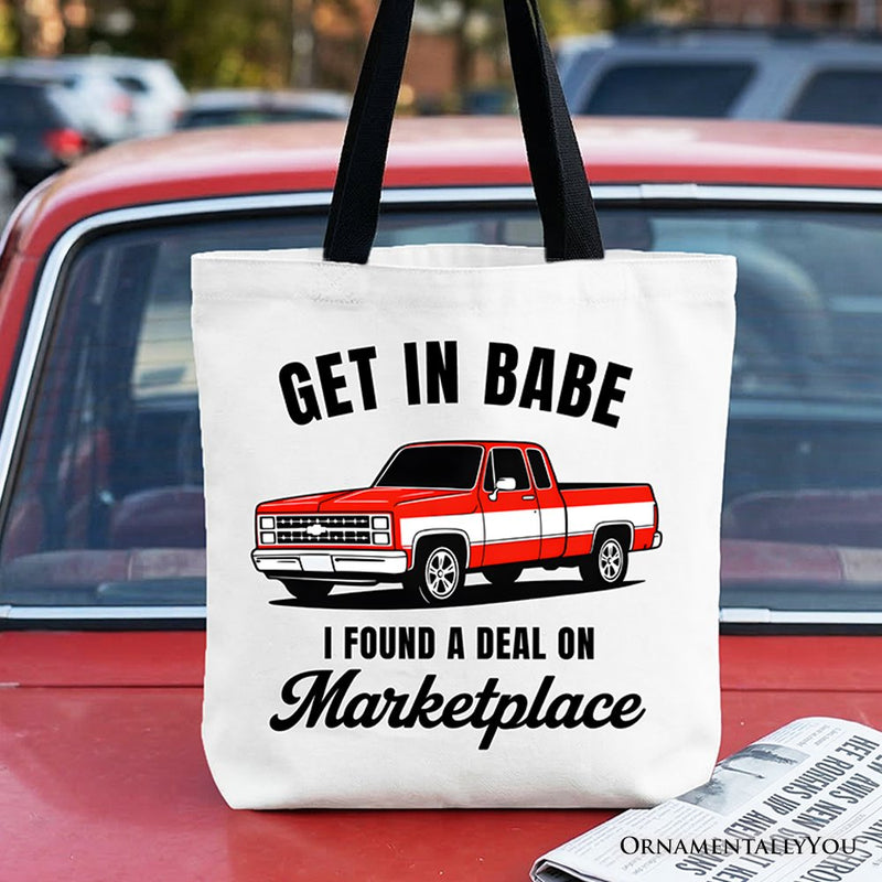 I Found A Deal On Marketplace Tote Bag, Funny Red Truck Gift Shopper