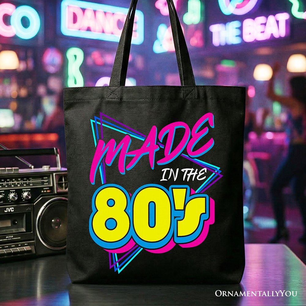 Made In The 80s Tote Bag, Neon Retro Eighties Kid Gift Shopper