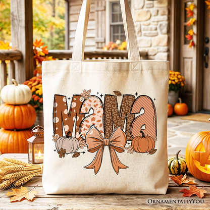 Mama Coquette Autumn Tote Bag, Cozy Fall Pumpkins for Mothers
