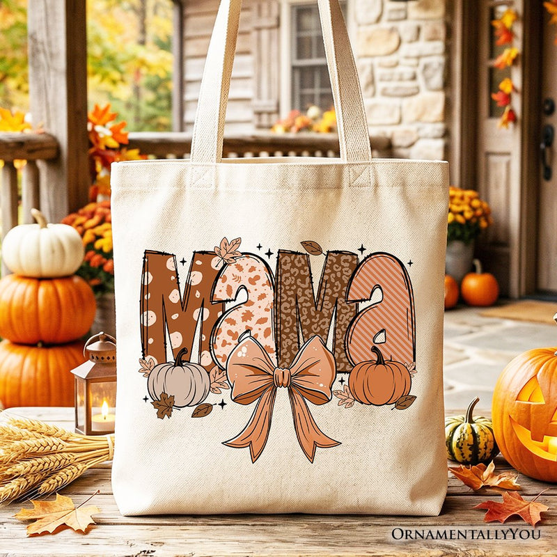 Mama Coquette Autumn Tote Bag, Cozy Fall Pumpkins for Mothers