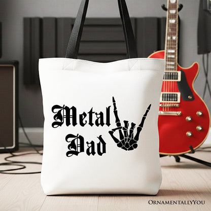 Metal Dad Skeleton Tote Bag, Rock Music Hand Sign Gift Shopper
