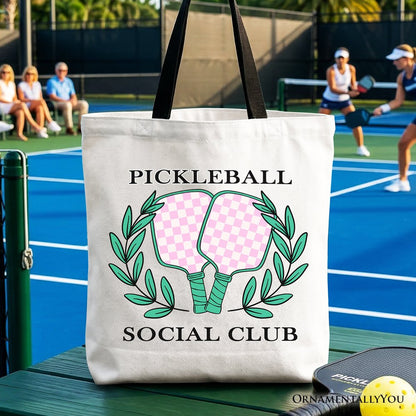 Pickleball Social Club Tote Bag, Cute Retro Girly Sporty Gift Shopper