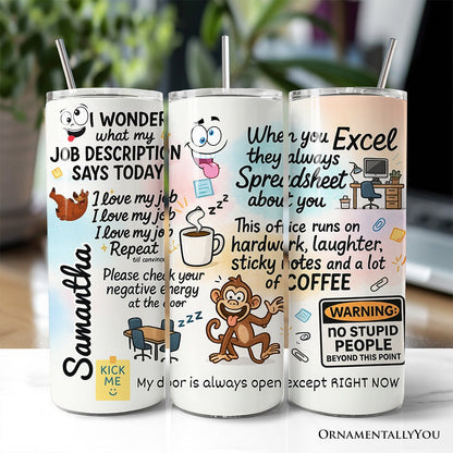 Sarcastic Coworker 20oz Personalized Tumbler With Lid and Stainless Steel Straw, Funny Office Quotes Gift Cup