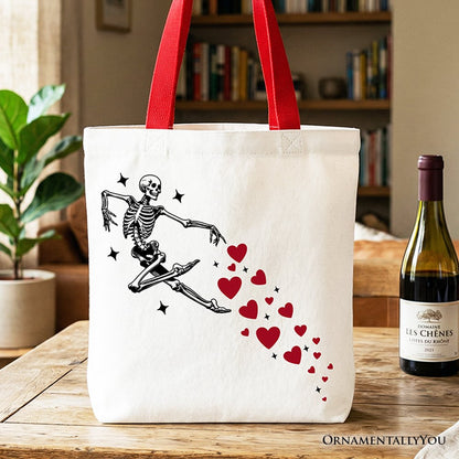 Skeleton Hearts Valentine Tote Bag, Playful Funny Gift Shopper