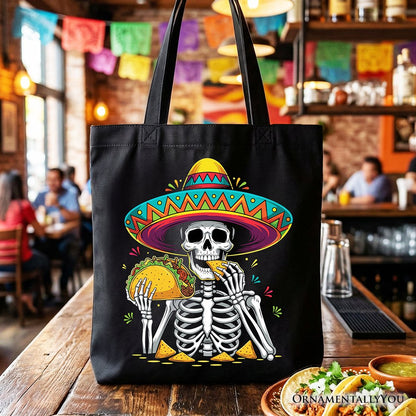 Taco Skeleton Cinco De Mayo Tote Bag, Funny Mexican Skull Sombrero Gift Shopper