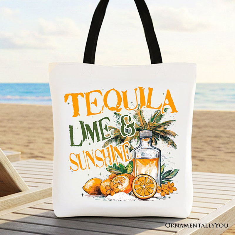 Tequila Lime & Sunshine Tote Bag, Trendy Summer Drinking Gift Shopper