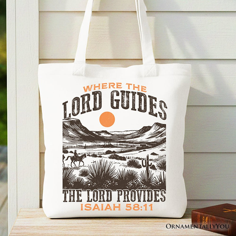 The Lord Provides Christian Tote Bag, Retro Western Desert Worship Gift Shopper