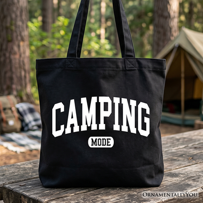 Camping Mode Varsity Tote Bag, Minimalist Outdoors Gift Shopper